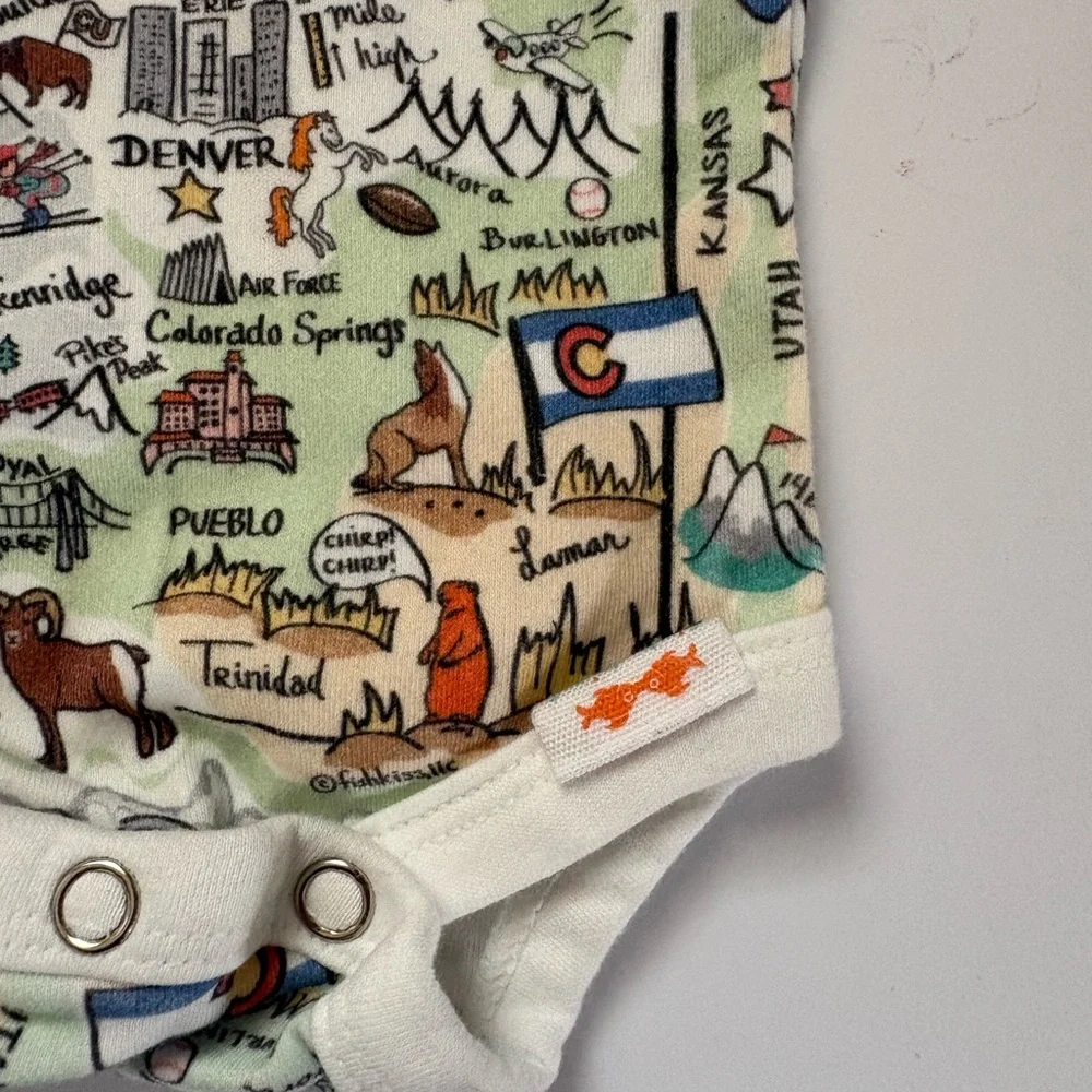Fish Kiss Colorado Map Print Kids Bodysuit 0-3M